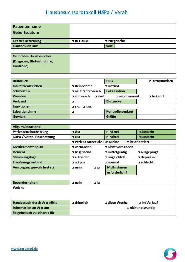 Napa Verah Hausbesuchsprotokoll Qualitatsmanagement In Der Arztpraxis Teramed
